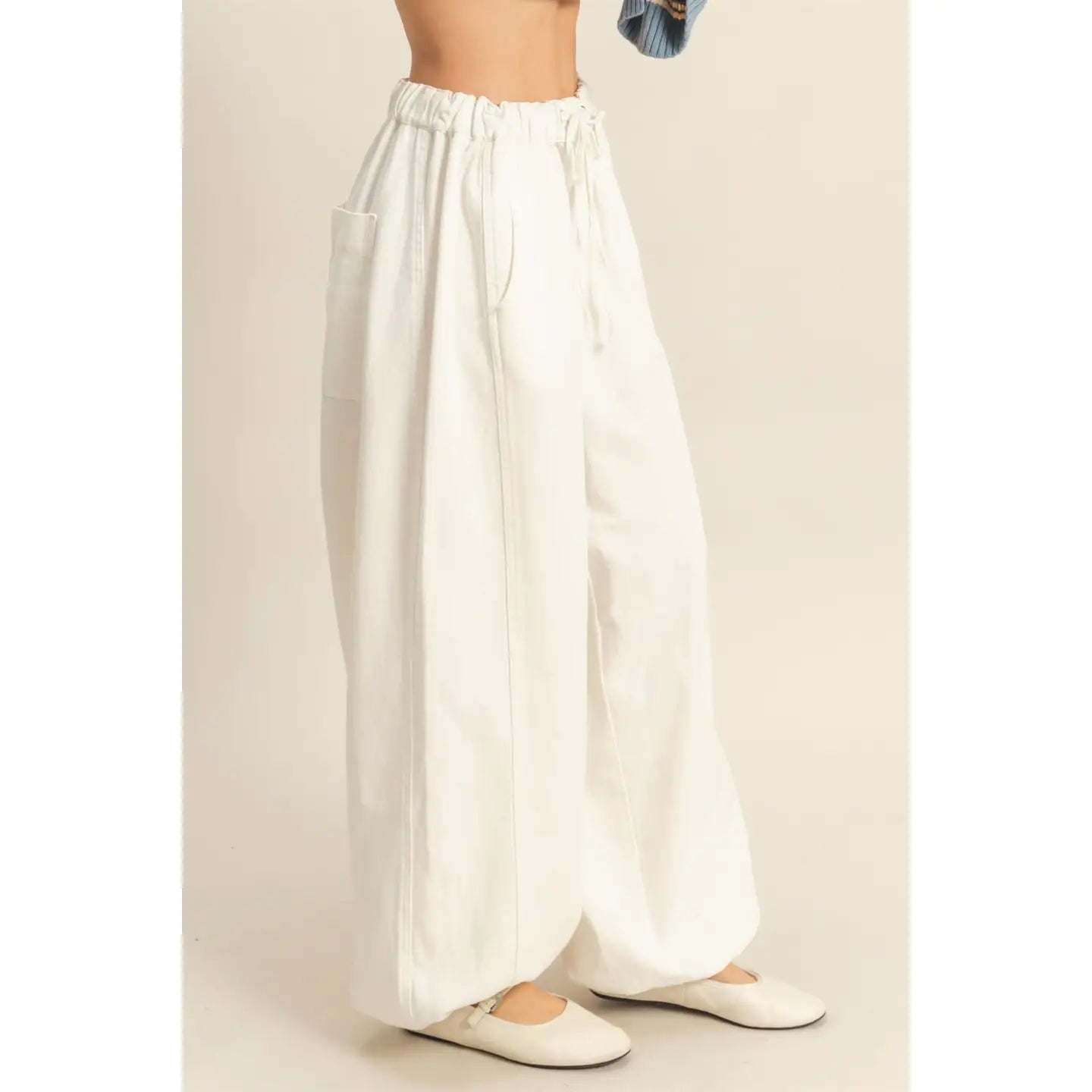 White Washed Denim Jogger Pants