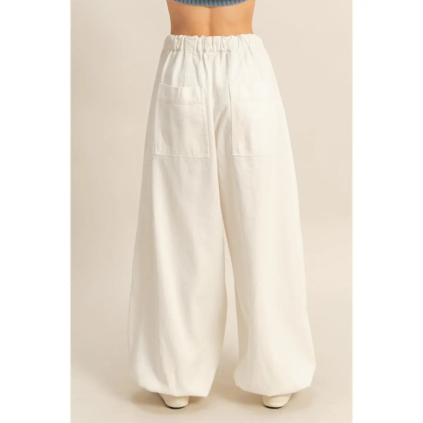 White Washed Denim Jogger Pants