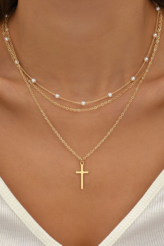 Gold Cross Pendant Chain Necklace