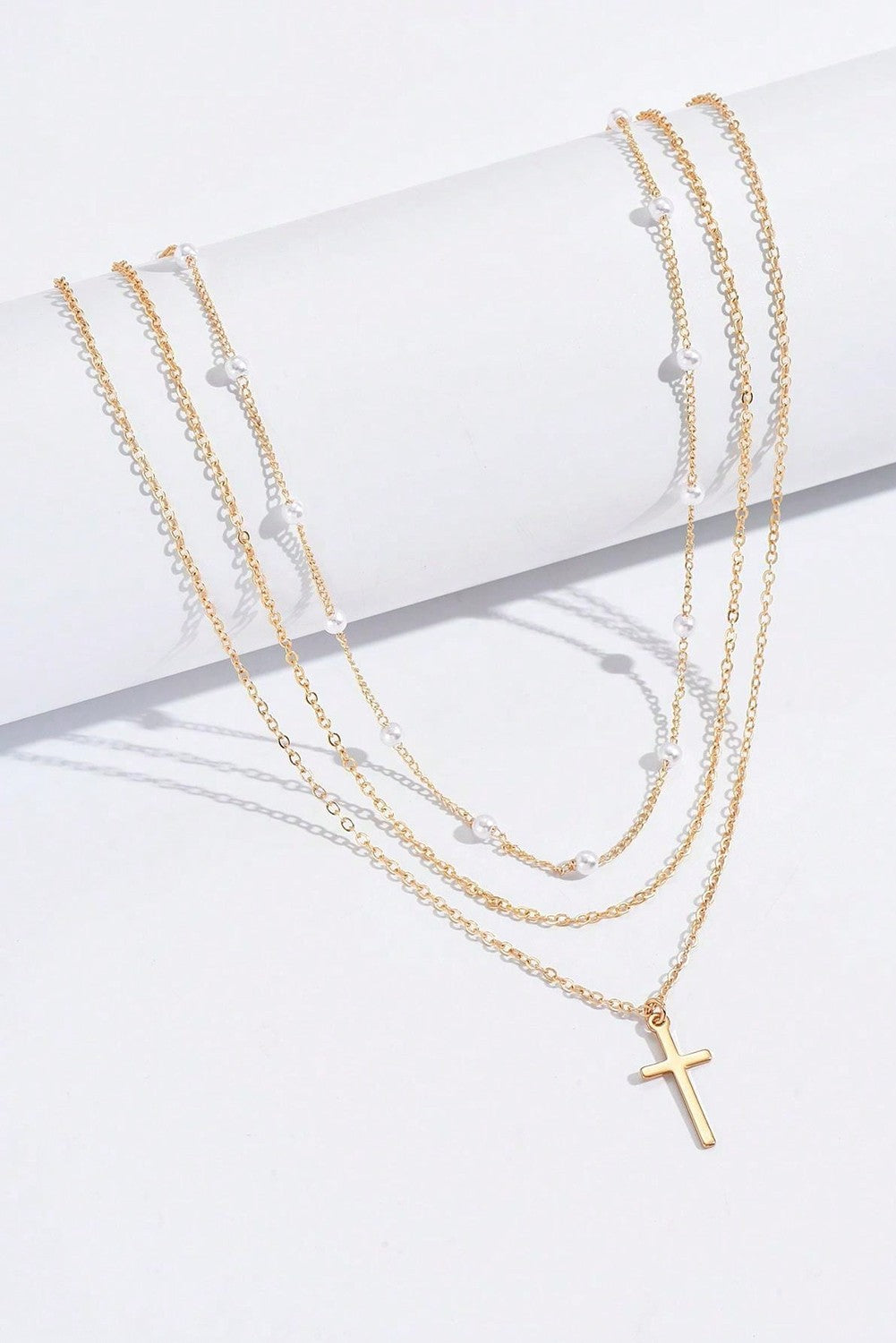 Gold Cross Pendant Chain Necklace