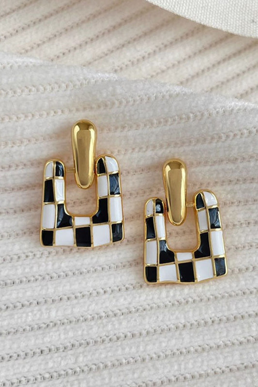Black Checkered Earrings