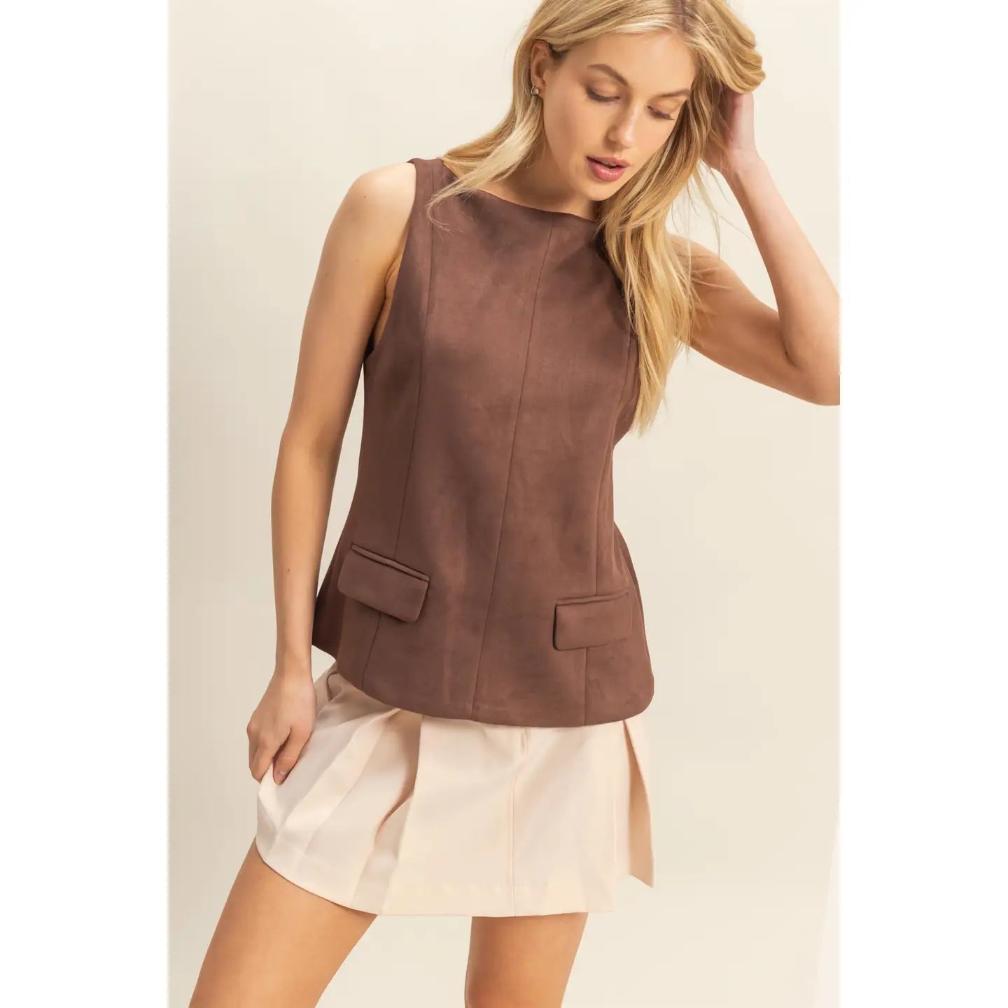 Chestnut Suede Top