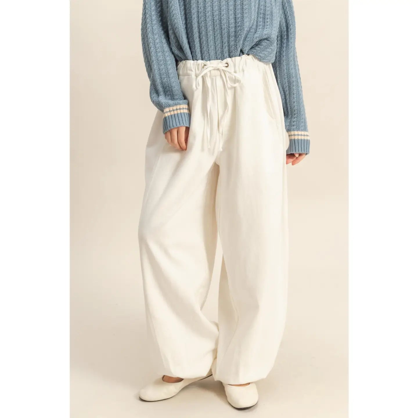 White Washed Denim Jogger Pants